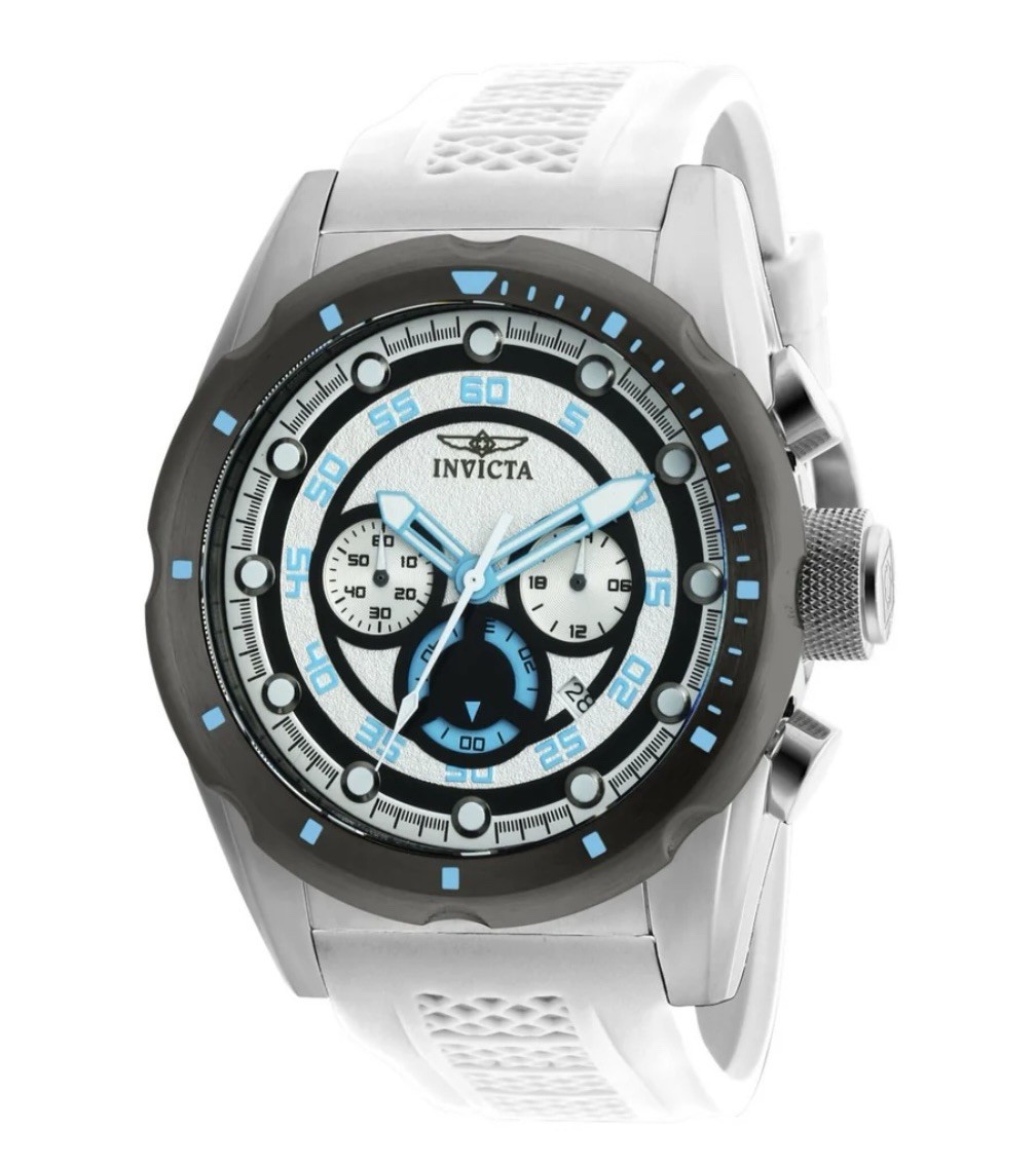 Invicta Speedway 50mm Mens Chronograph Watch White Blue Gunmetal Oyster Dial New