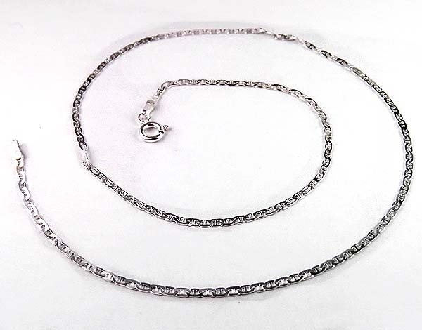 2MM 925 Sterling Silver Italian Diamond Cut Flat Mariner Chain Necklace 16″-30″