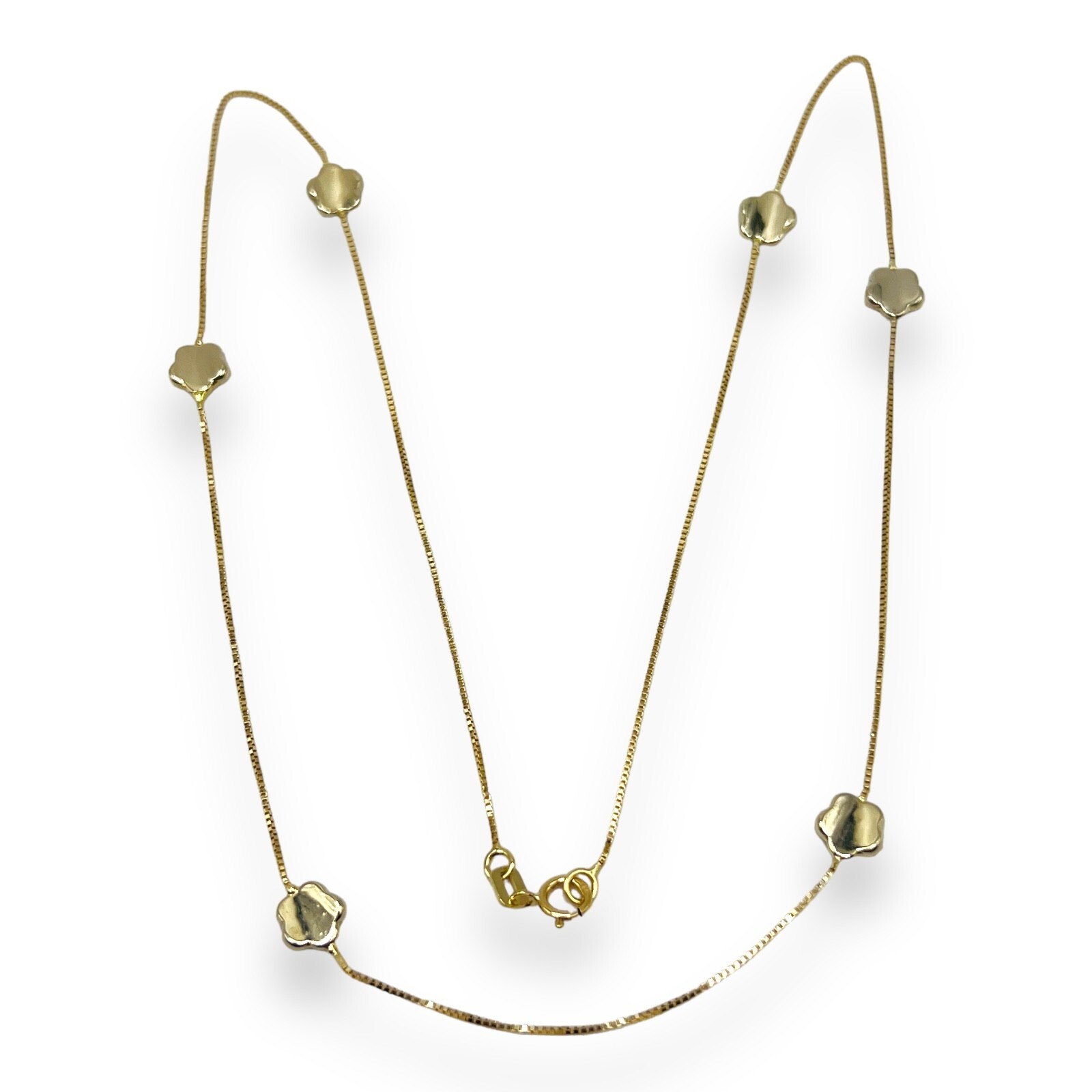 14K Solid Real Yellow Gold Tin Cup Chain Necklace 16″
