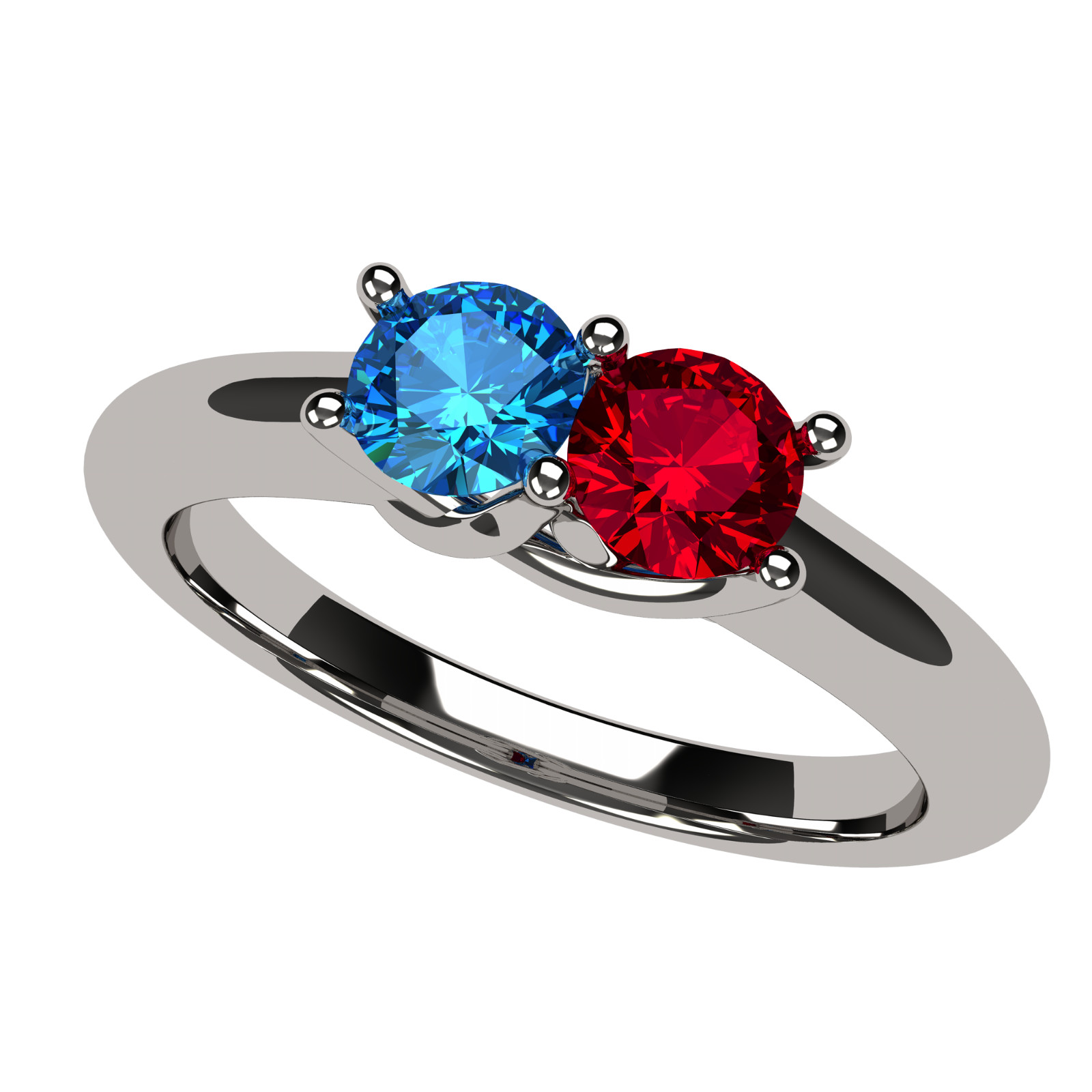 NANA Lucita Couples Ring With 2 Simulated Birthstones in Sterling Silver or 10K