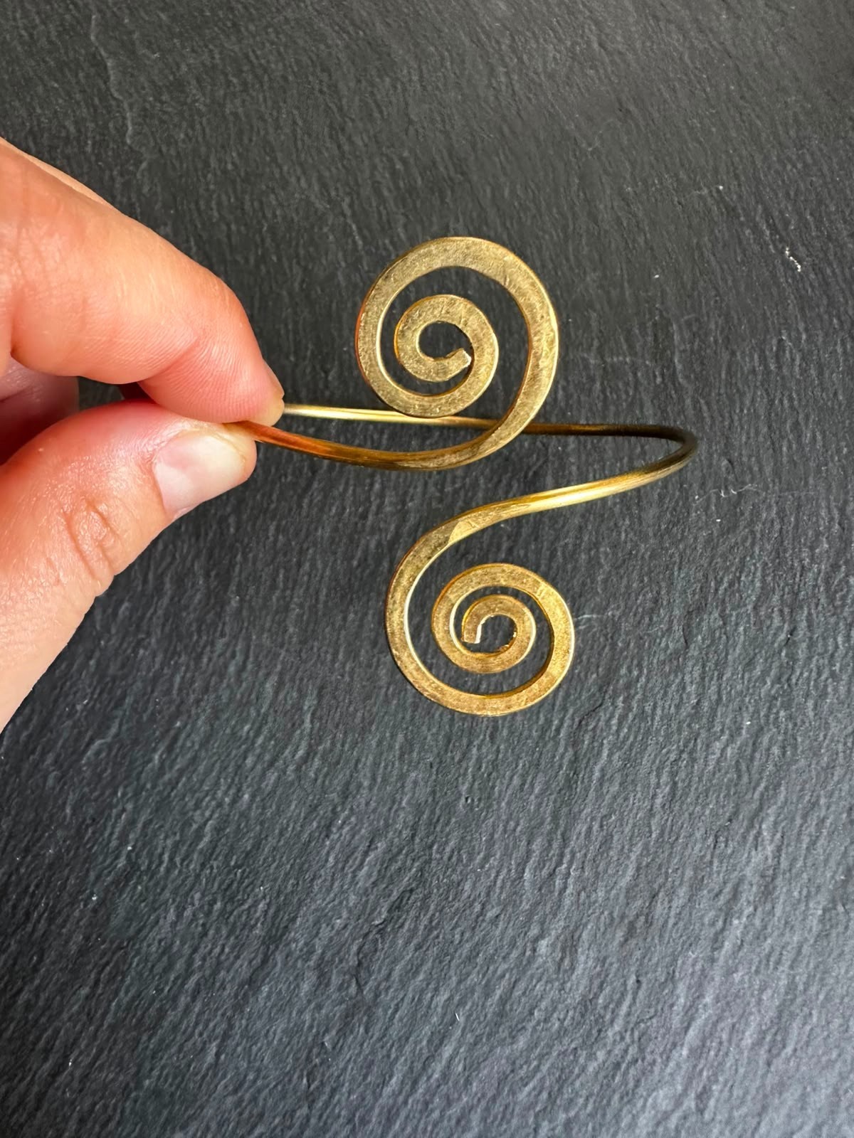 Handmade Spanish Copper Upper Arm Cuff Adjustable Spiral Armlet Artisan Jewelry