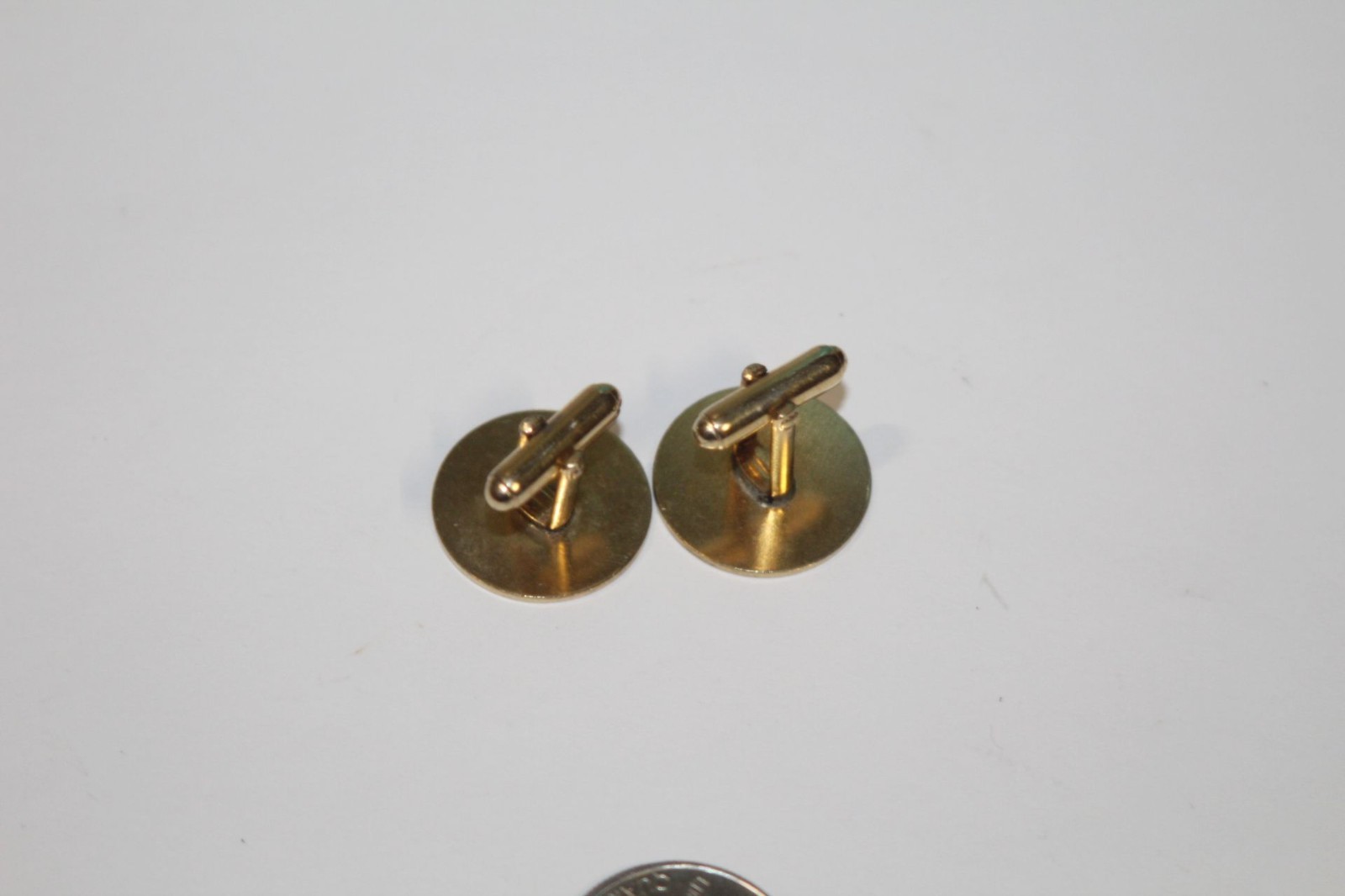 Vintage MCM Estate Round Brushed Pattern (no Mono) Gold Tone Cufflinks Set Pair