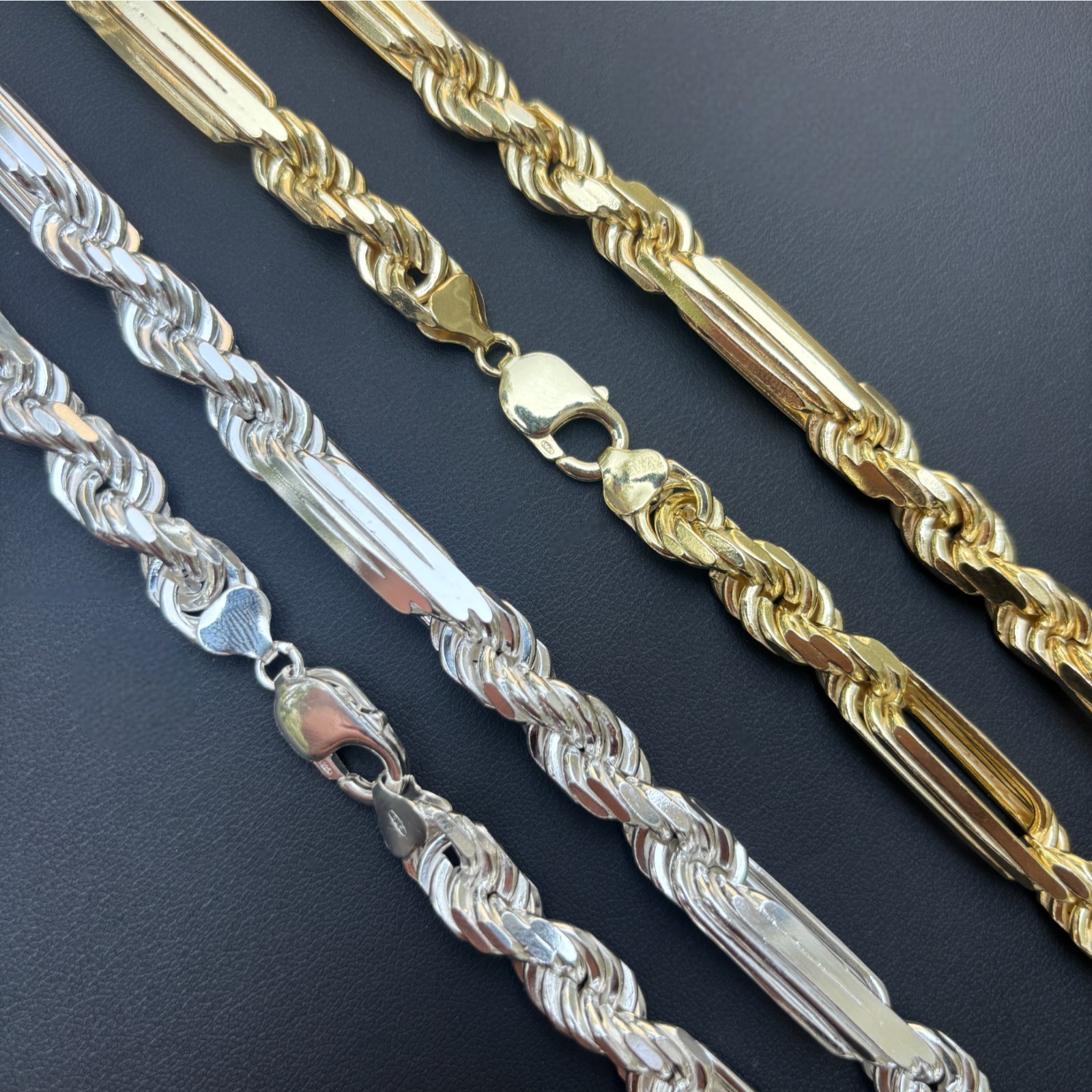 10mm Figarope Chain Necklace -Real Solid 925 Sterling Silver Or 14k Gold Vermeil