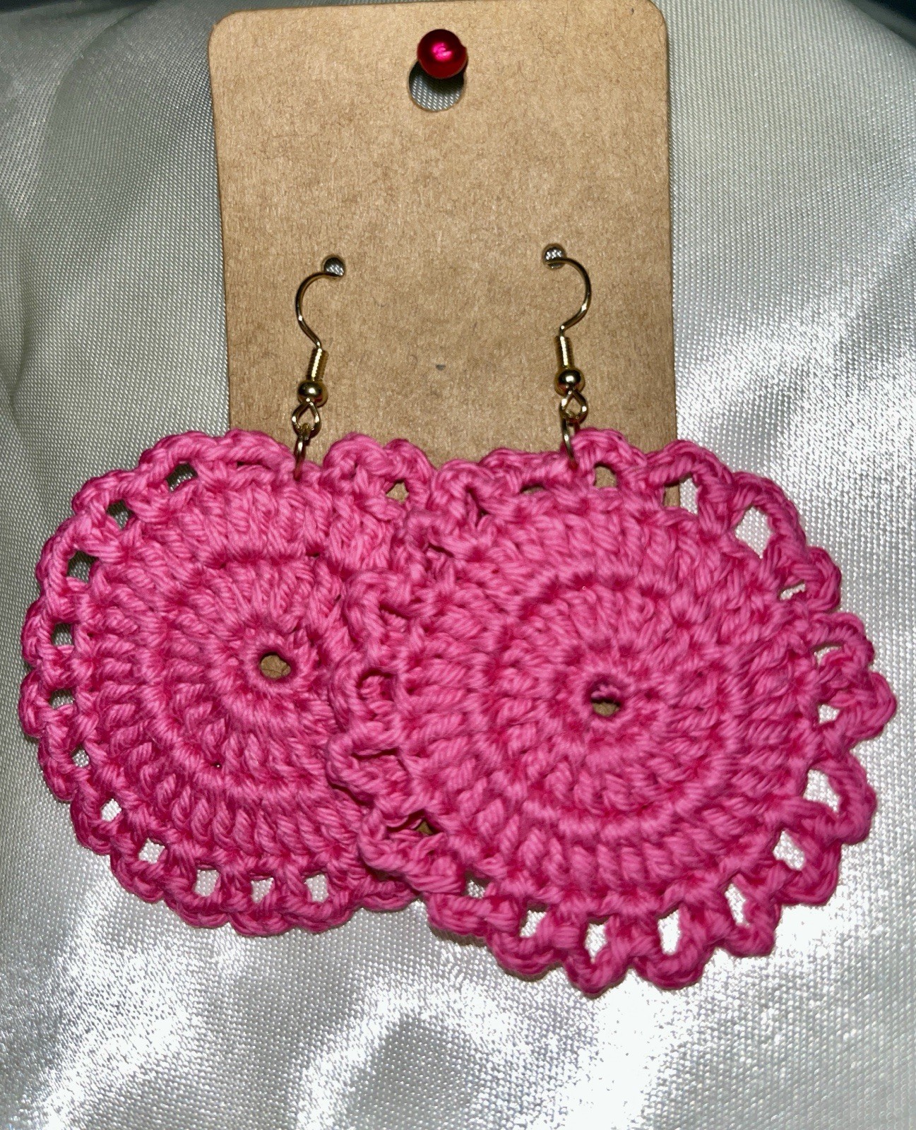 Handcrafted Multicolor Crochet Cotton Yarn Earrings Dangle Round Boho Hook