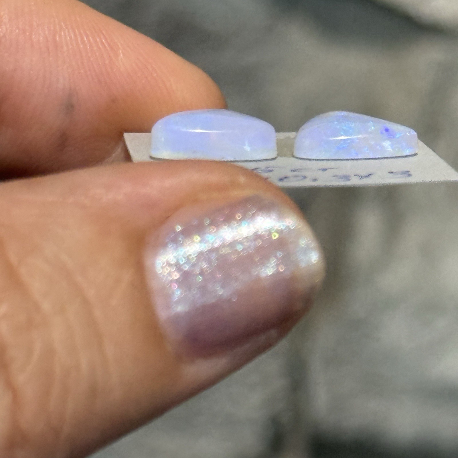 4.85ct 12×10.3×3.6mm Pair Clear Crystal Pipe Australian Opal Cabochon Gems