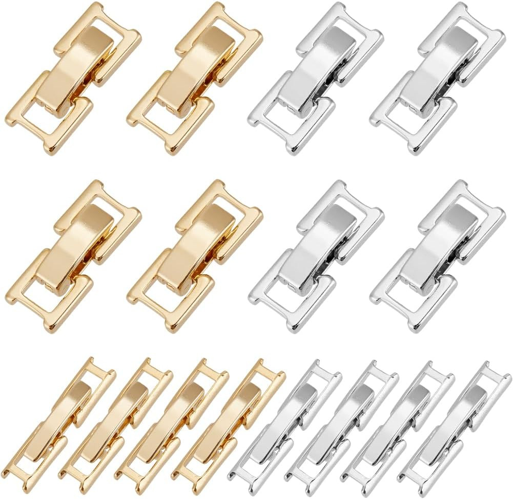 1 Box 4 Styles 12Pcs 15Mm 24K Gold Brass Fold over Clasp Folding Clasp Bulk Silv