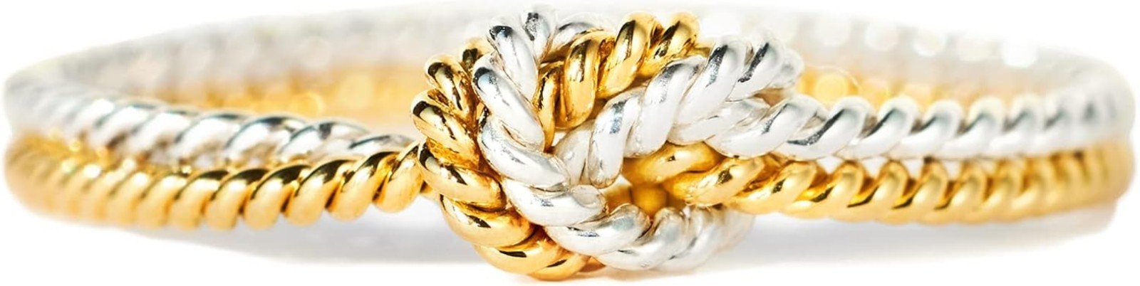 Handcrafted Two-Tone Knot Ring for Women – Sterling Silver Heart Purity, Size 8