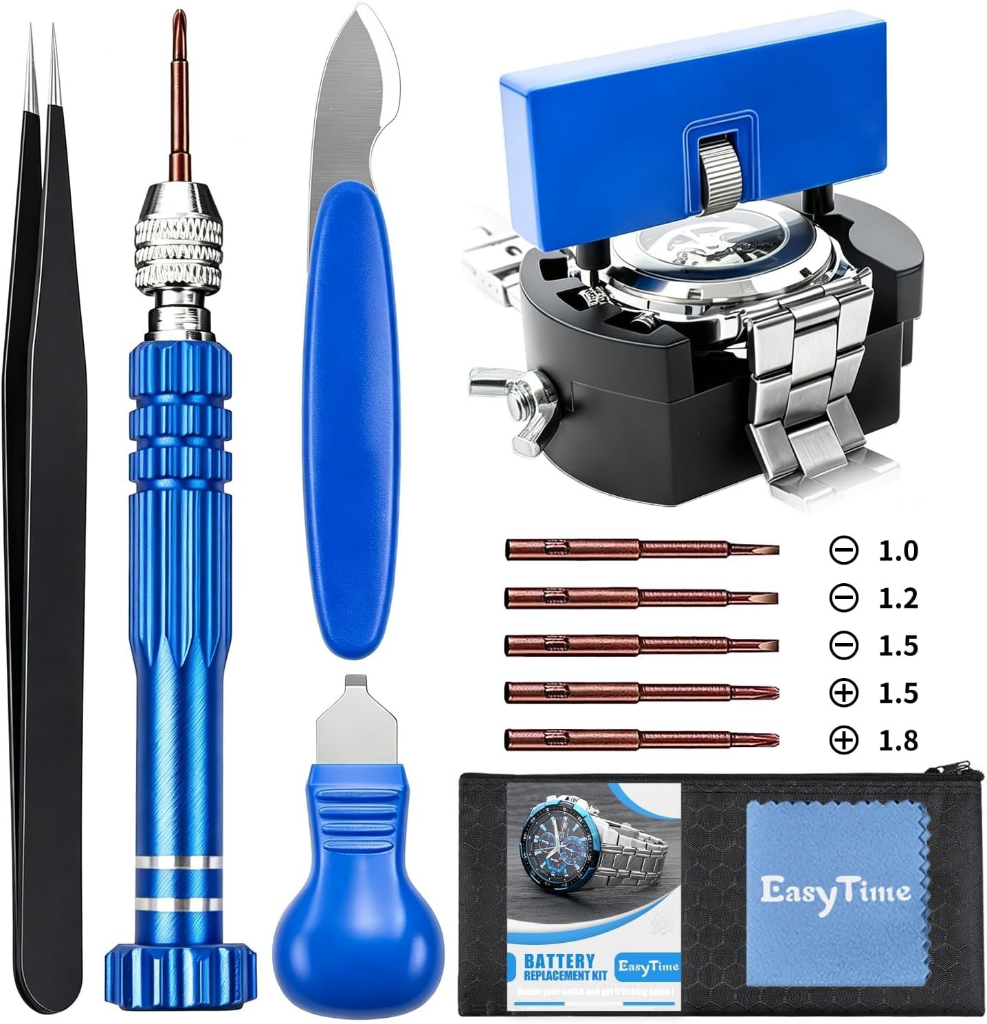 High-Quality Watch Repair Set with Adjustable Case Opener – Effortless DIY