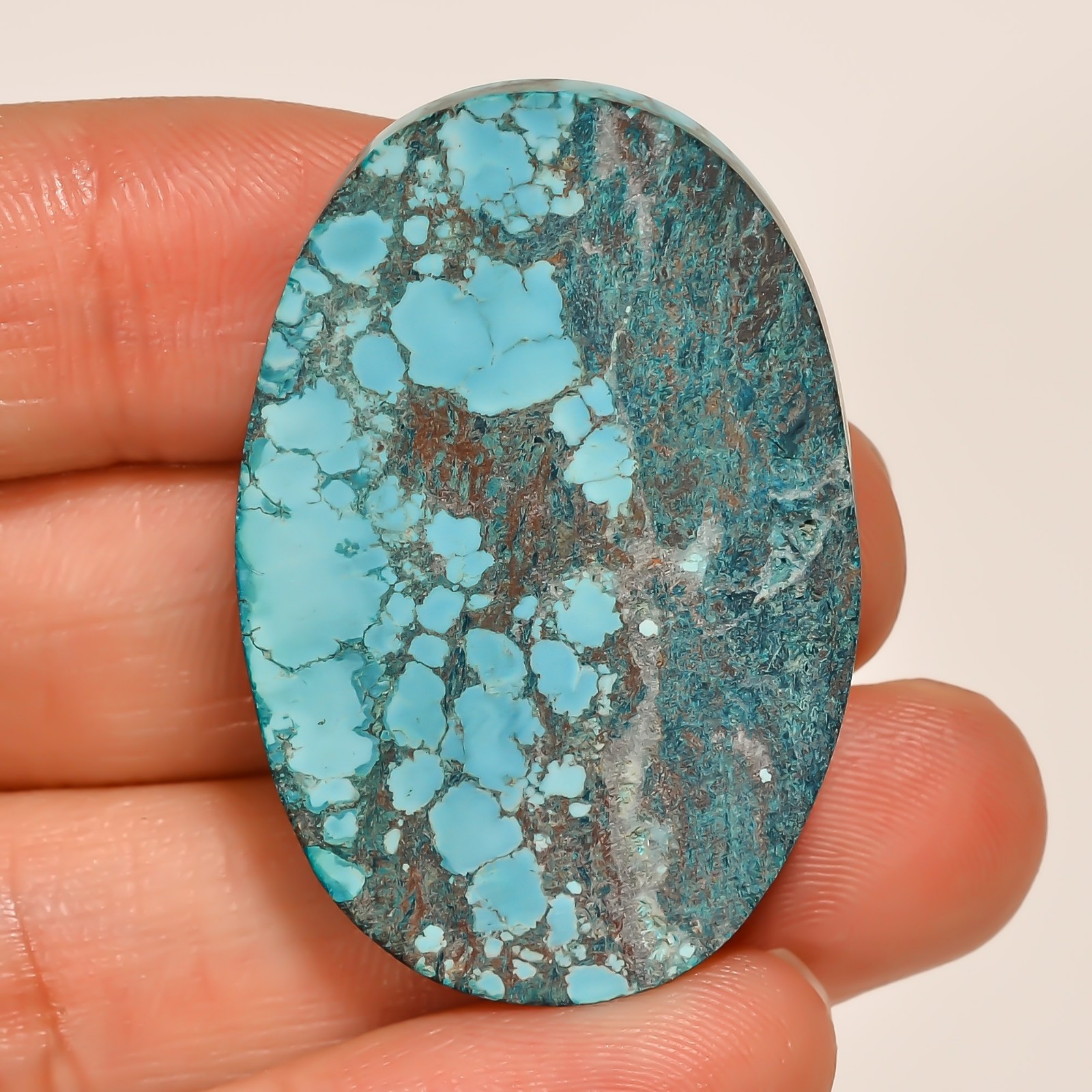 64.45CT 26X39X6mm Natural Tibet Turquoise Oval Cabochon Turquoise Loose Gemstone