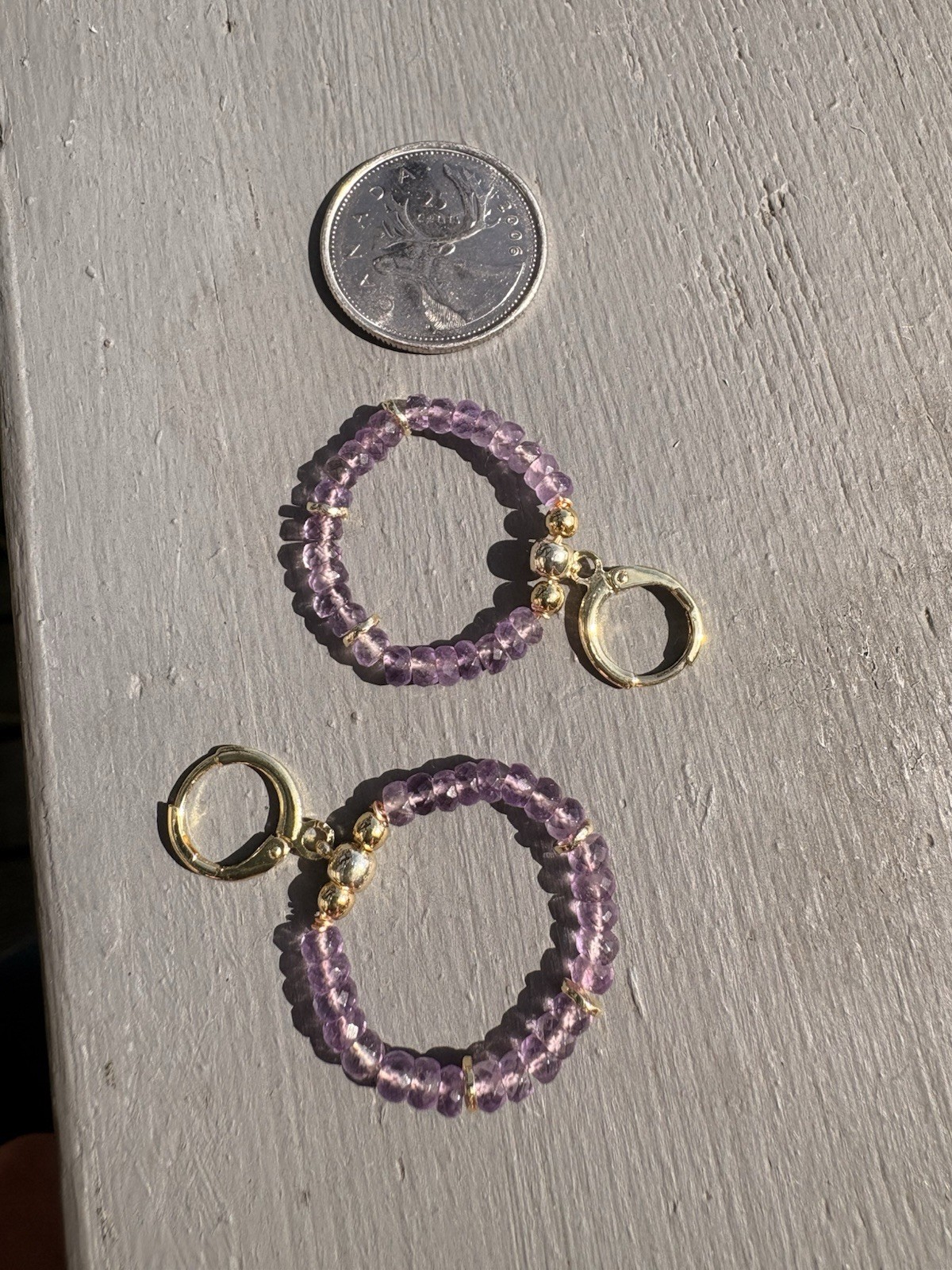 Amethyst hoop earrings Purple Gold filled circle earrings gift for wife
