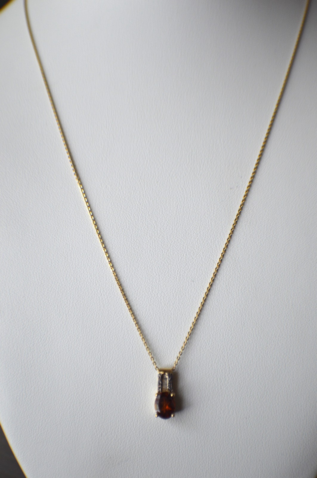 2.00ct Hessonite Garnet / Diamond Pendant with 20″ Chain 18k YG over Fine Silver