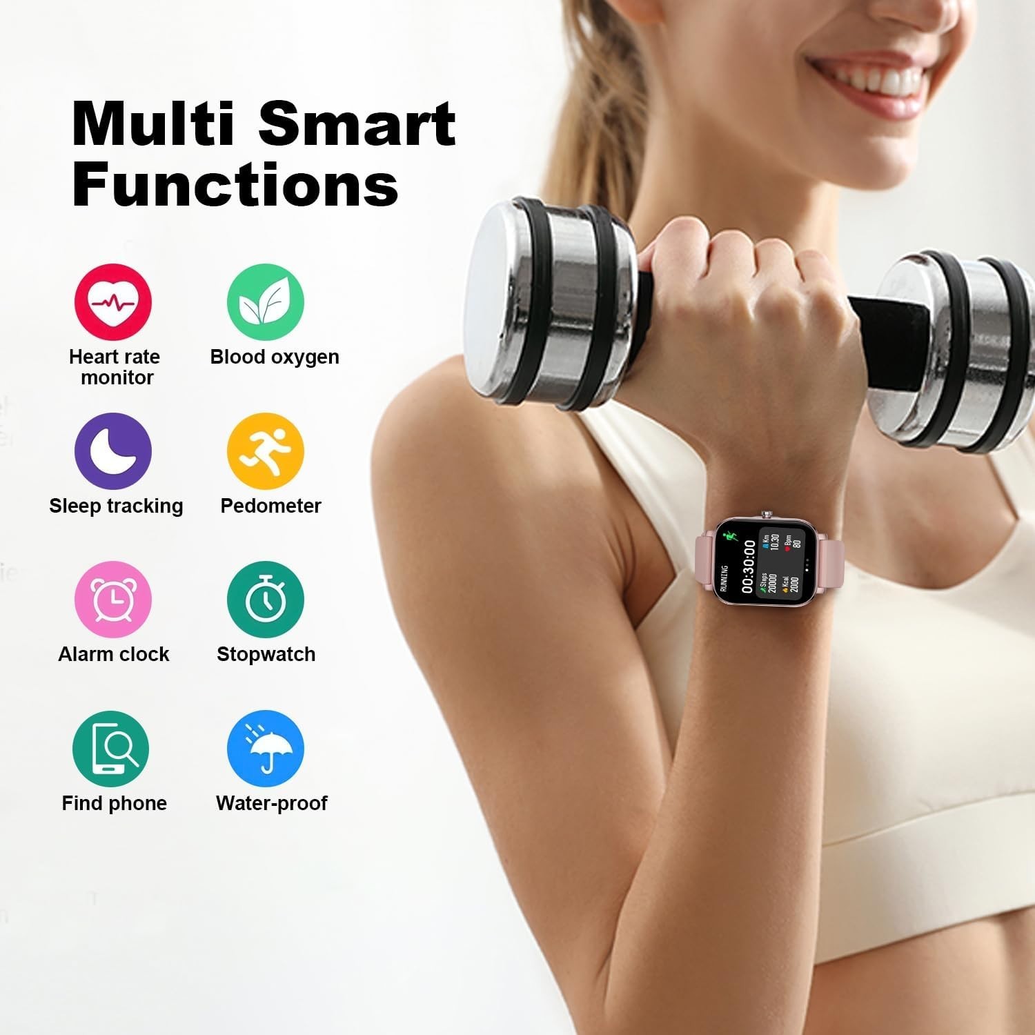 Choiknbo Smart Watch 1.83″ Fitness Tracker IP68 Heart Rate Sleep Android iOS