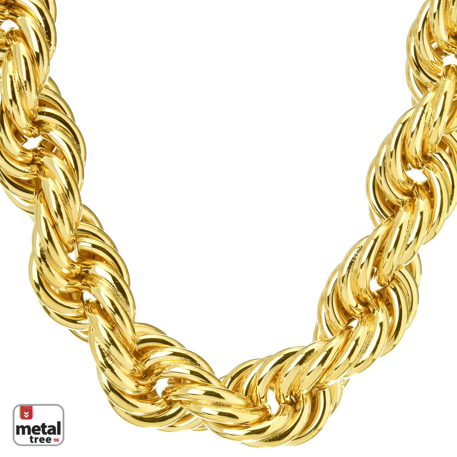 Men’s Hip Hop Iced 14K Gold Dookie Hollow Chunky Rope Chain Necklace 16 mm 30″
