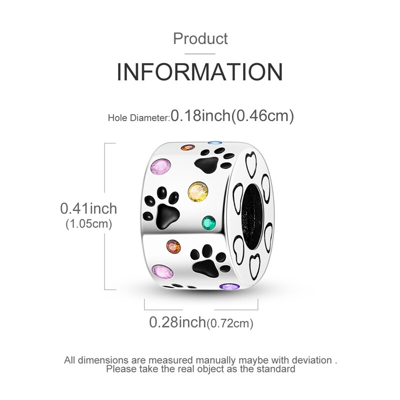 MULA European Silver Plated Charm CZ Enamel Bubble Paw Print For Women Bracelet