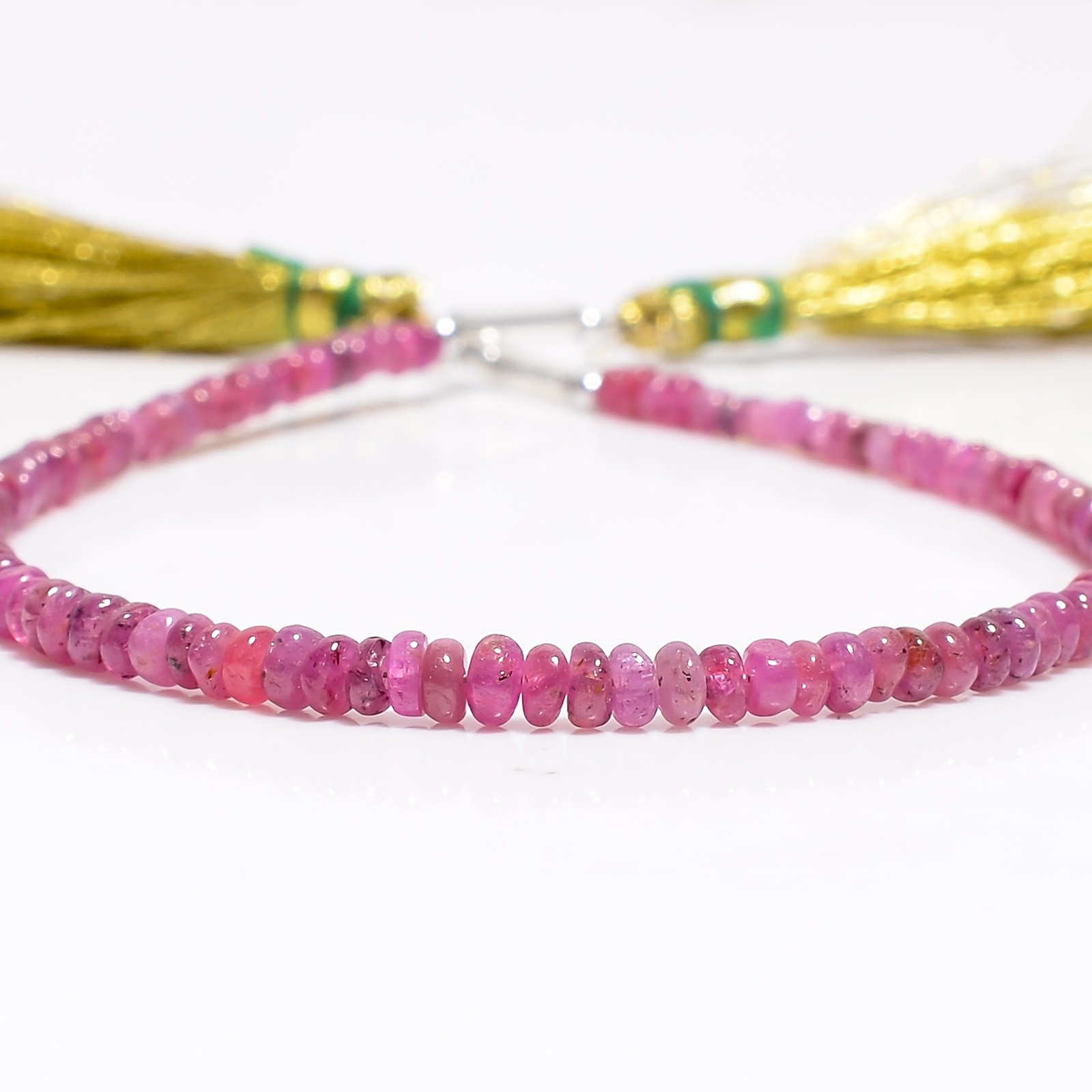 Natural Pink Ruby Gemstone Rondelle Shape Smooth Beads 3X3mm Strand 8″ AB-424