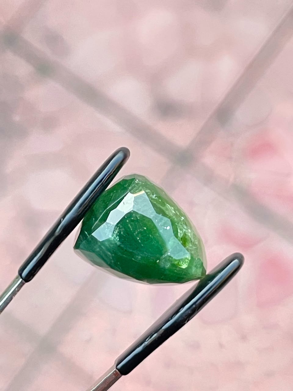 12.30ct NATURAL GREEN TOURMALINE ROSE CUT PEAR CABOCHON GEMSTONE LOOSE AFGHANI