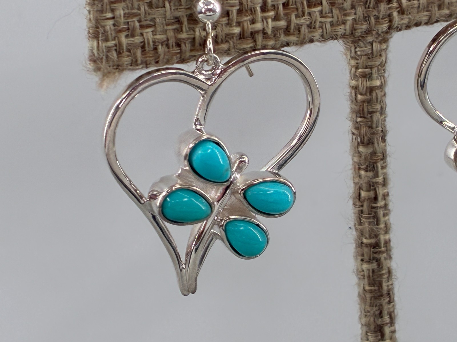 Rare Jay King DTR Turquoise Cabochon Dragonfly Dangle Earrings Sterling Silver
