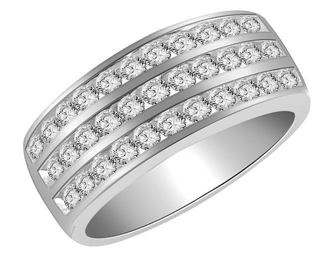 Genuine Diamond Right Hand Anniversary Ring SI1 G 1.00 Ct White Gold Channel Set