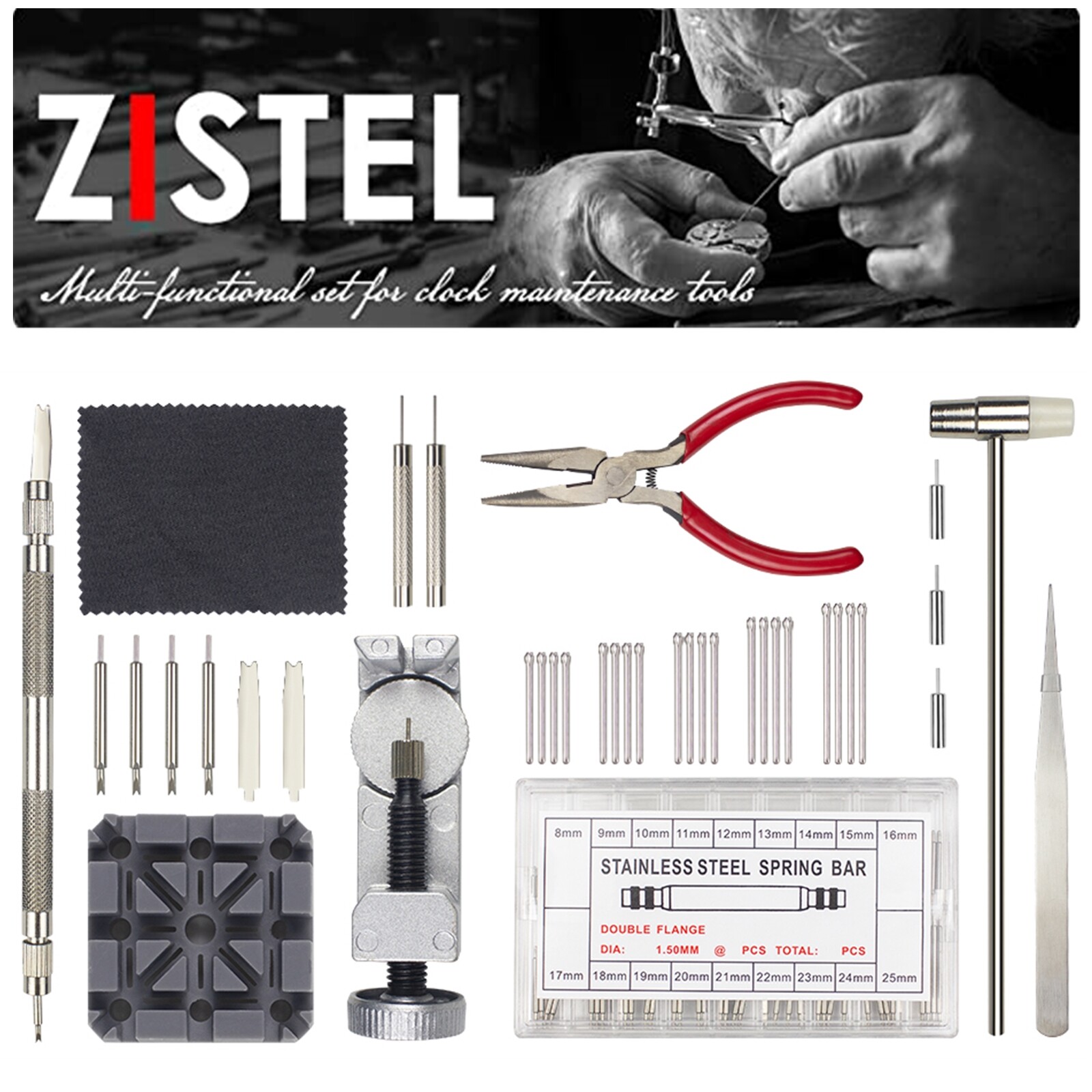 Watch Repair Kit Link/Pin Remover Spring Bar Tool Bands Strap Link Pins 8-25MM