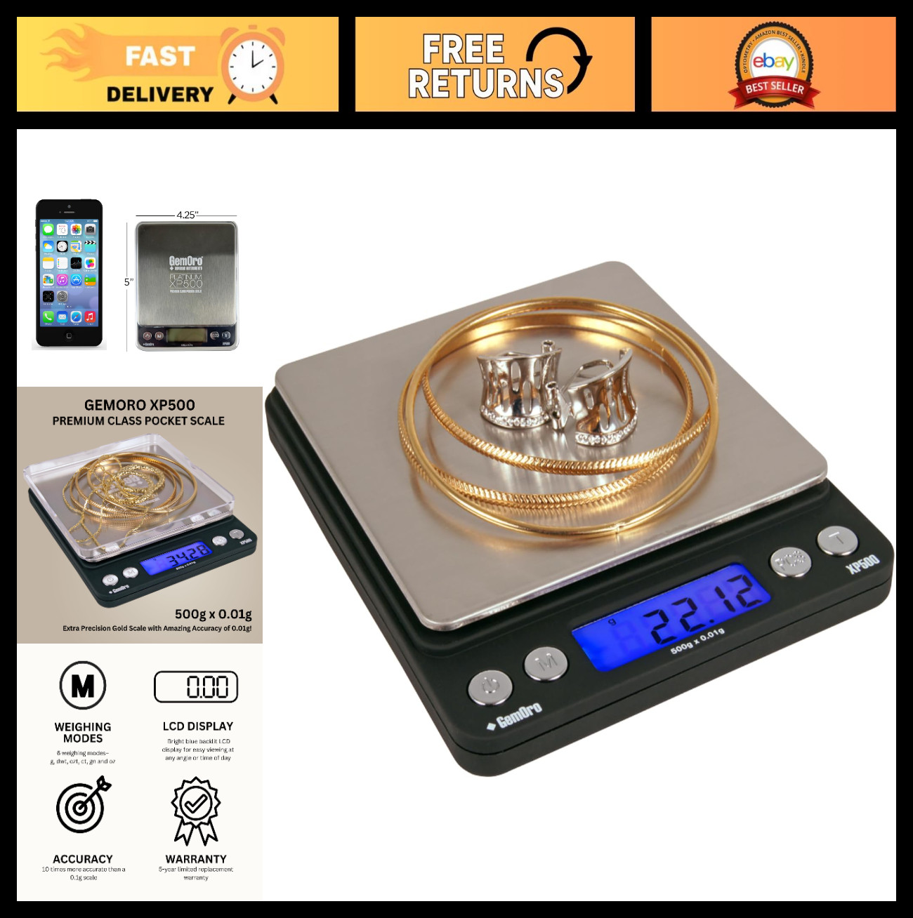 Portable Digital Pocket Scale 500g x 0.01g – Accurate Jewelry Weighing Tool, Dur