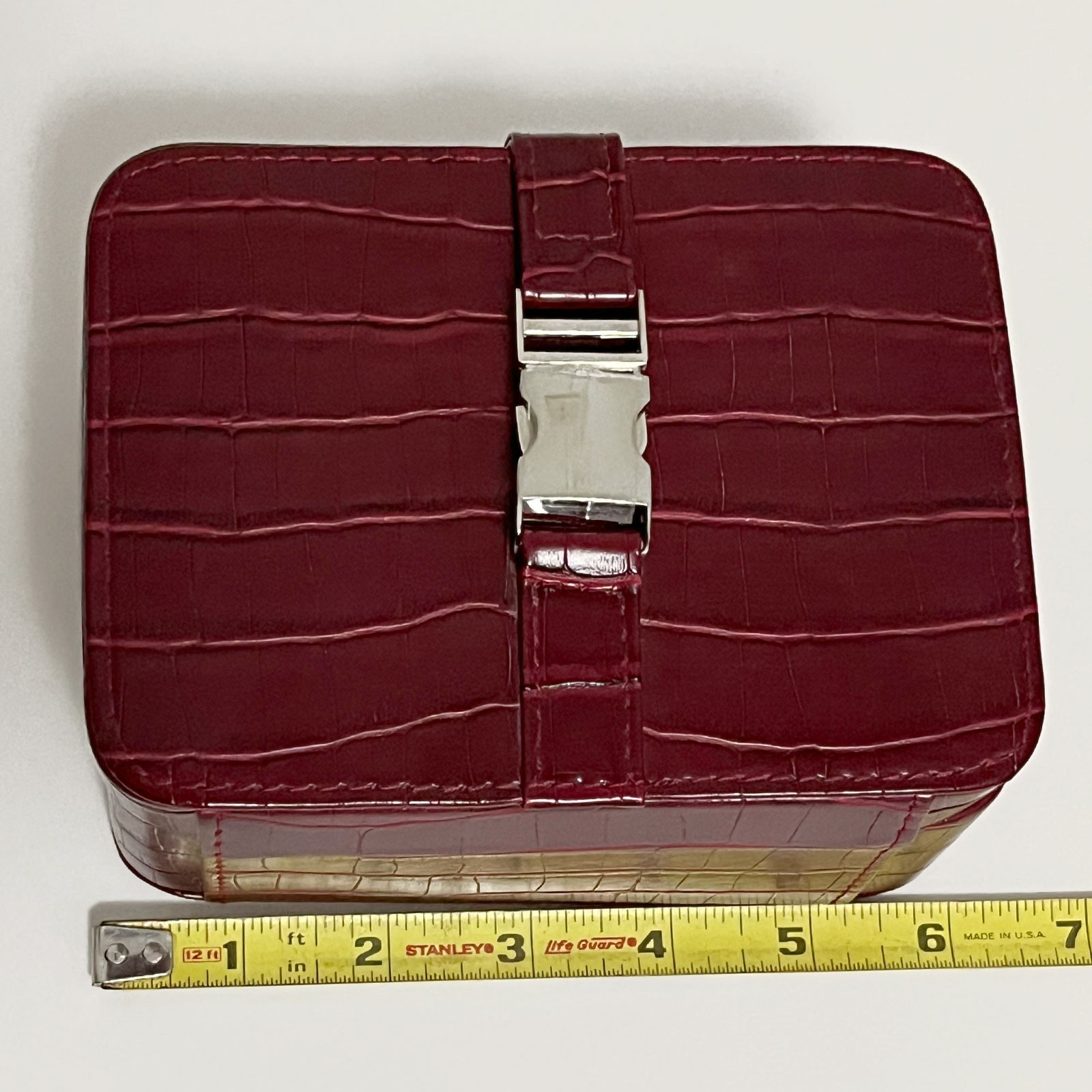 Mini Red Travel Jewelry Box with Handle