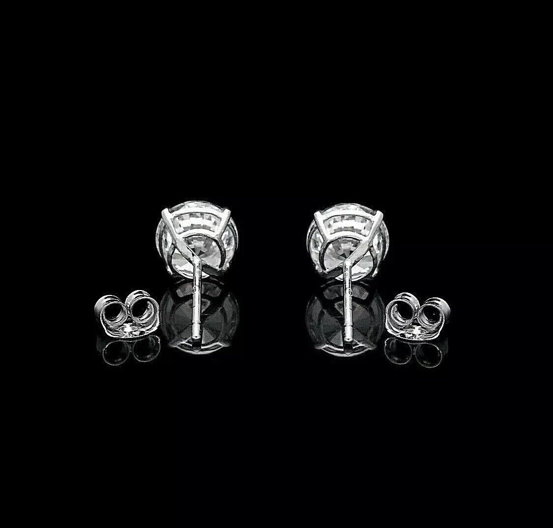8 Ct Round Cut VVS1/D Lab Created Big Stud Earring 14k White Gold 10mm Push Back