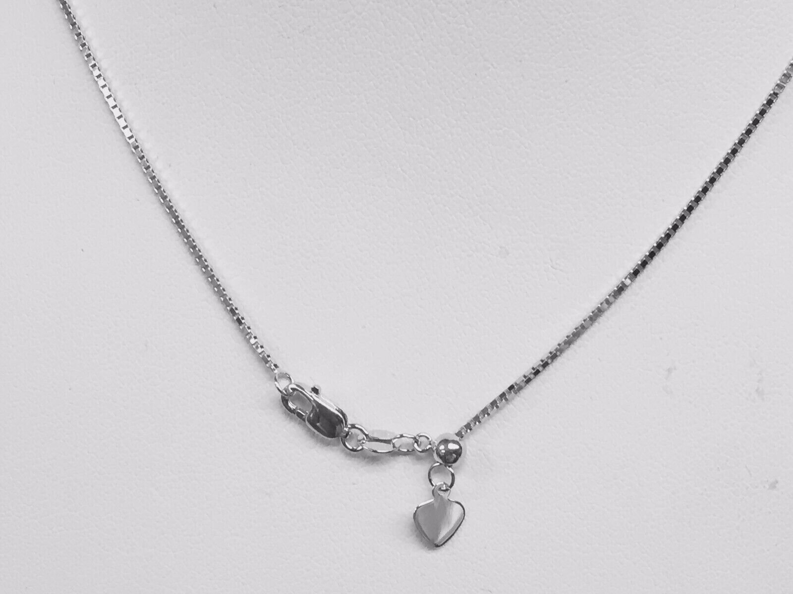 14k WHITE Gold 18″-22′ Adjustable Box Pendant Chain/Necklace 1.1MM 4.1 gram