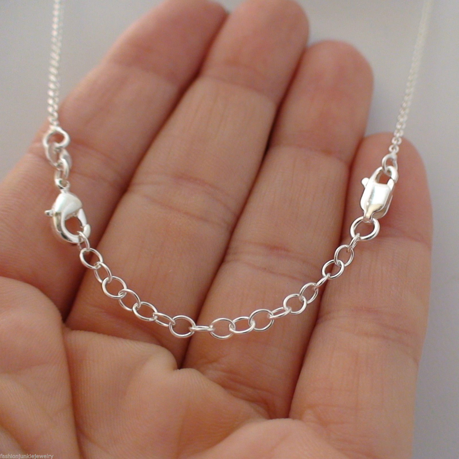Sterling Silver Chain EXTENDER 2 inch w/ Lobster Claw Clasp 3mm 2″ Extension NEW