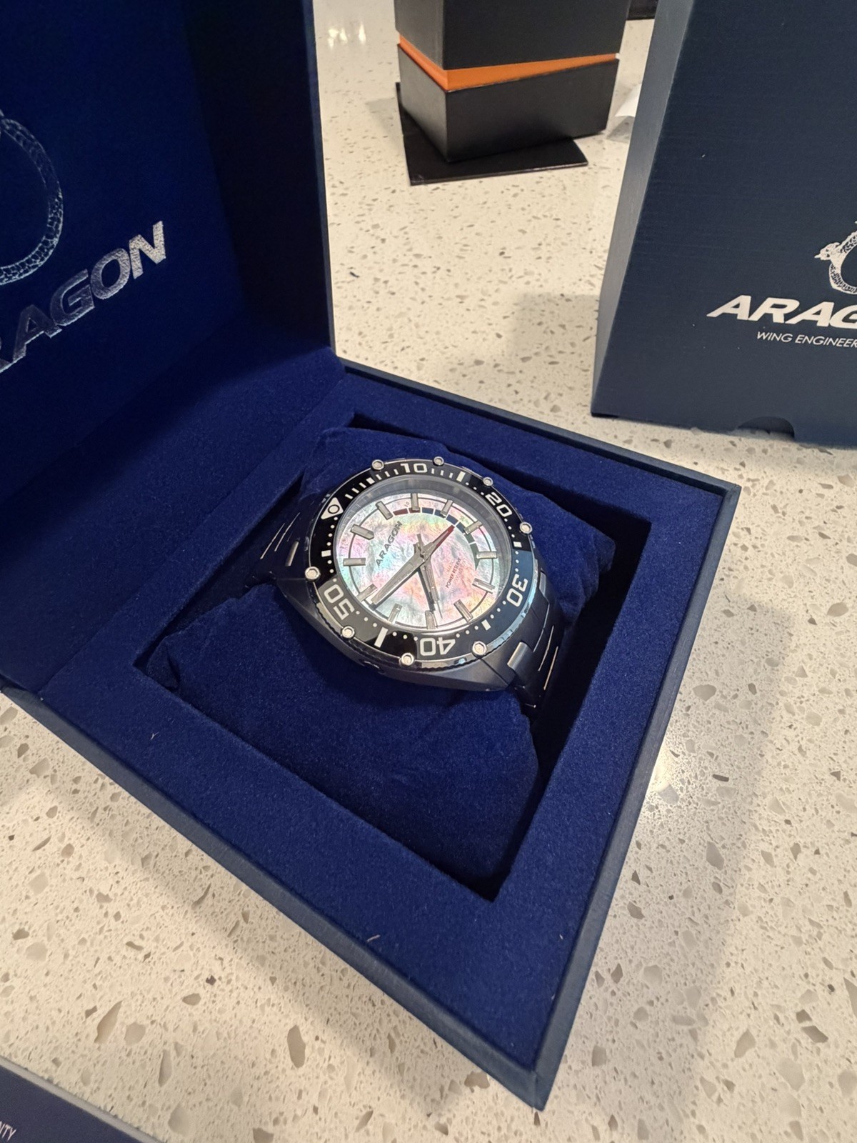 Aragon Virtuoso Titanium Miyota 9015 Men’s Automatic Watch 44mm A698BLK MOP NE57