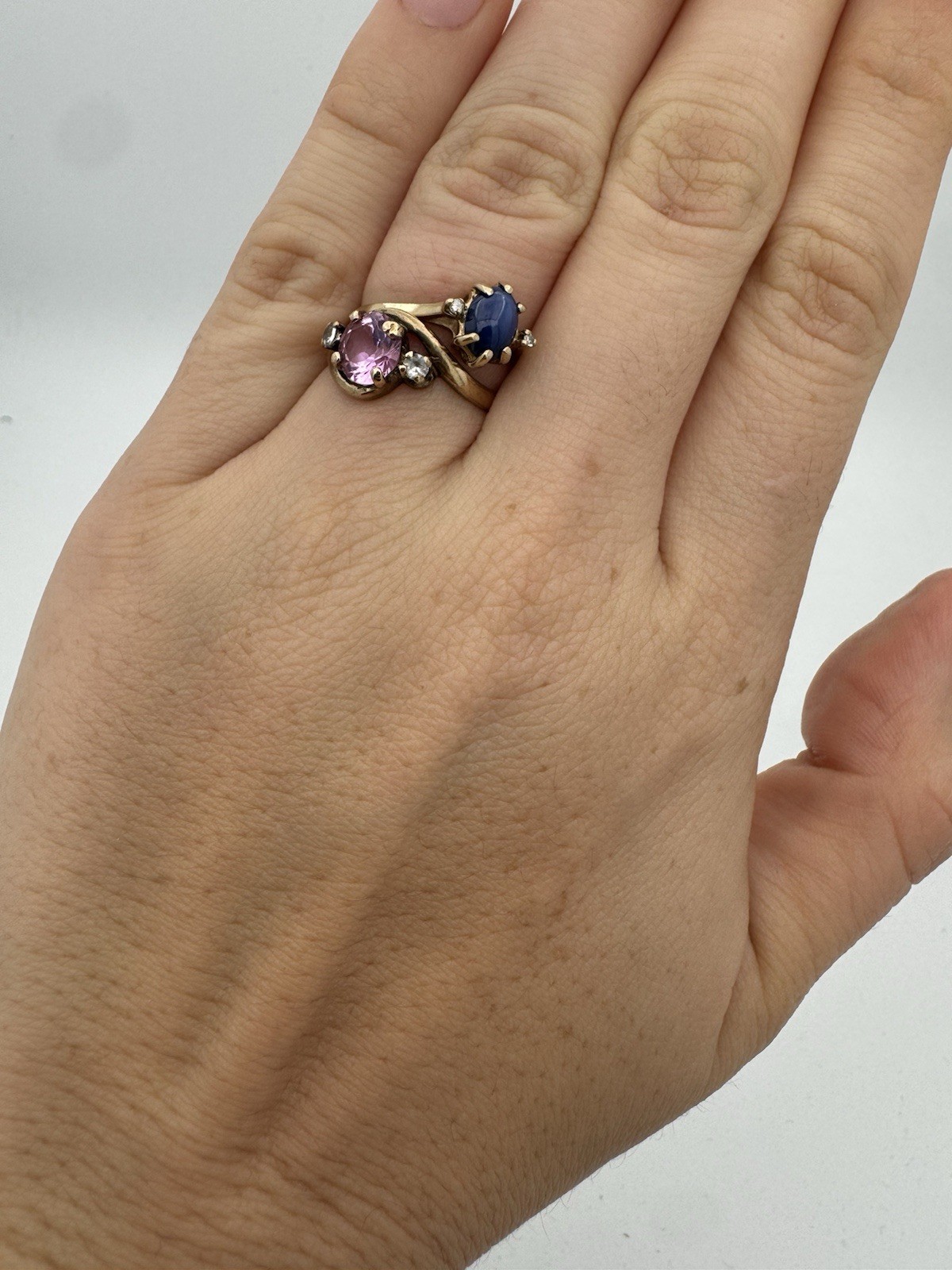 Antique Star Sapphire & Diamond Ring 10k Gold