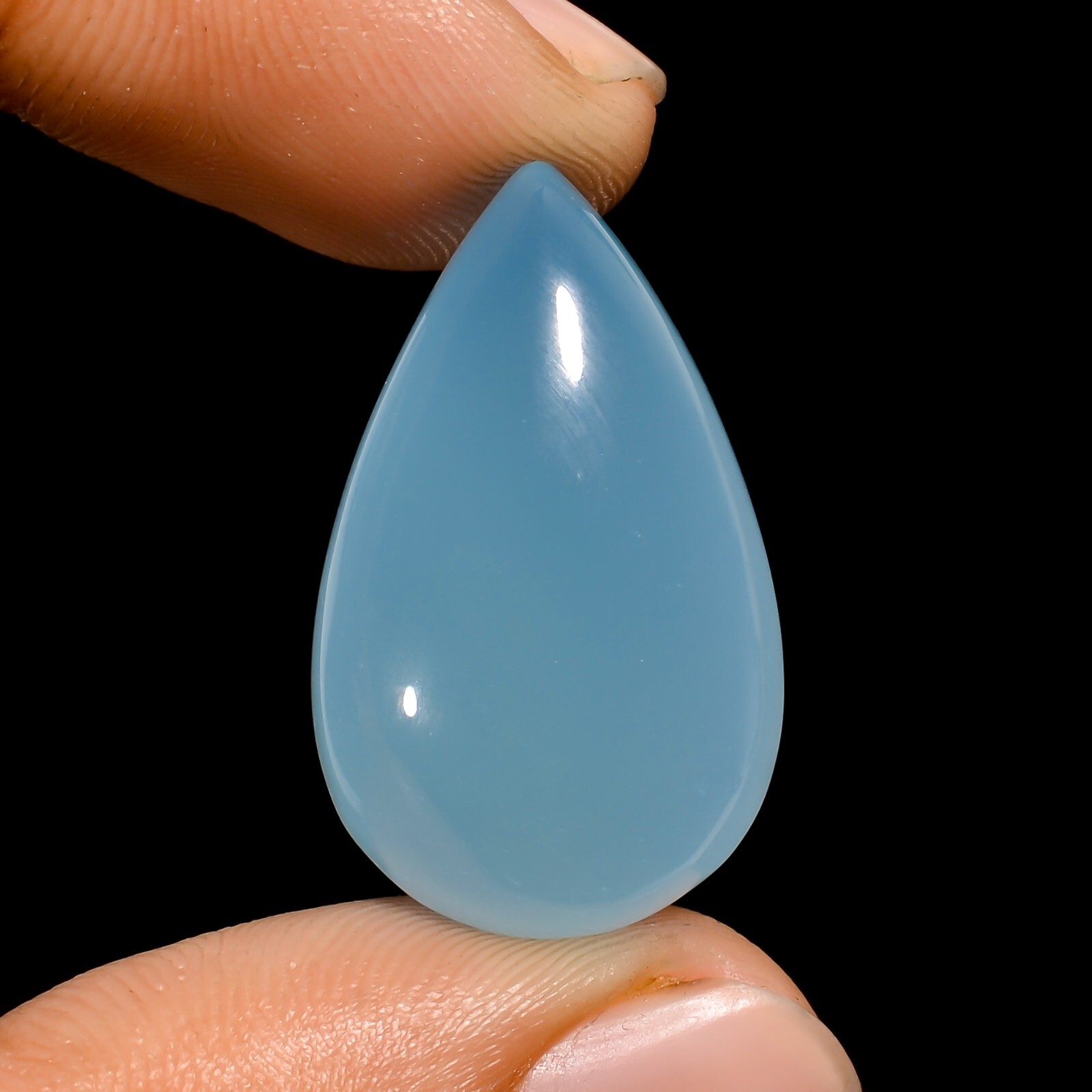 25 Cts Natural Sky Blue Chalcedony Pear Shape Cabochon Loose Gemstone