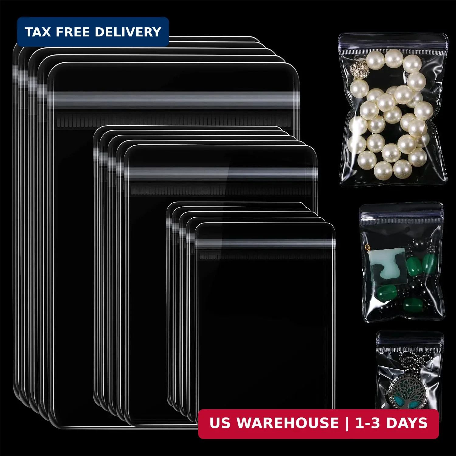 Clabby 120 Pieces Anti Tarnish Jewelry Bags for Organizer and Storage Clear PVC