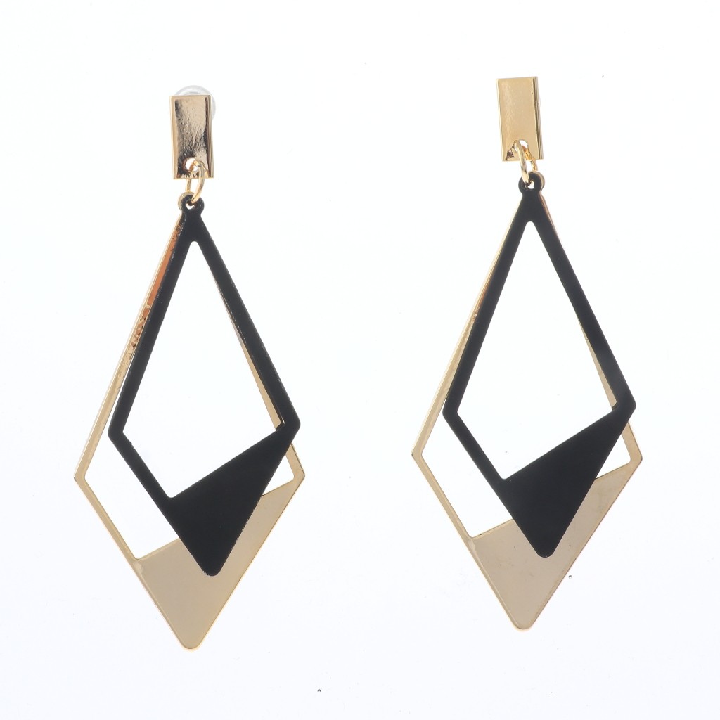 Gold Tone Alloy Metal Fashion Post Dangle Earrings XDS116-BLK