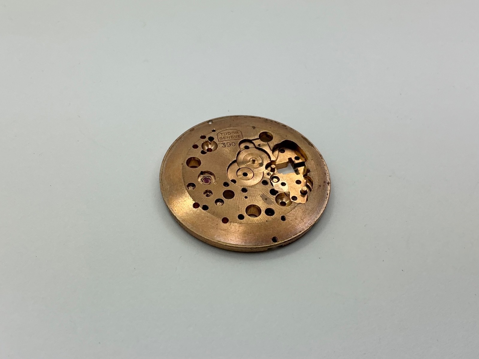 Authentic Tudor 390 watch movement part # 100 main plate with all jewels