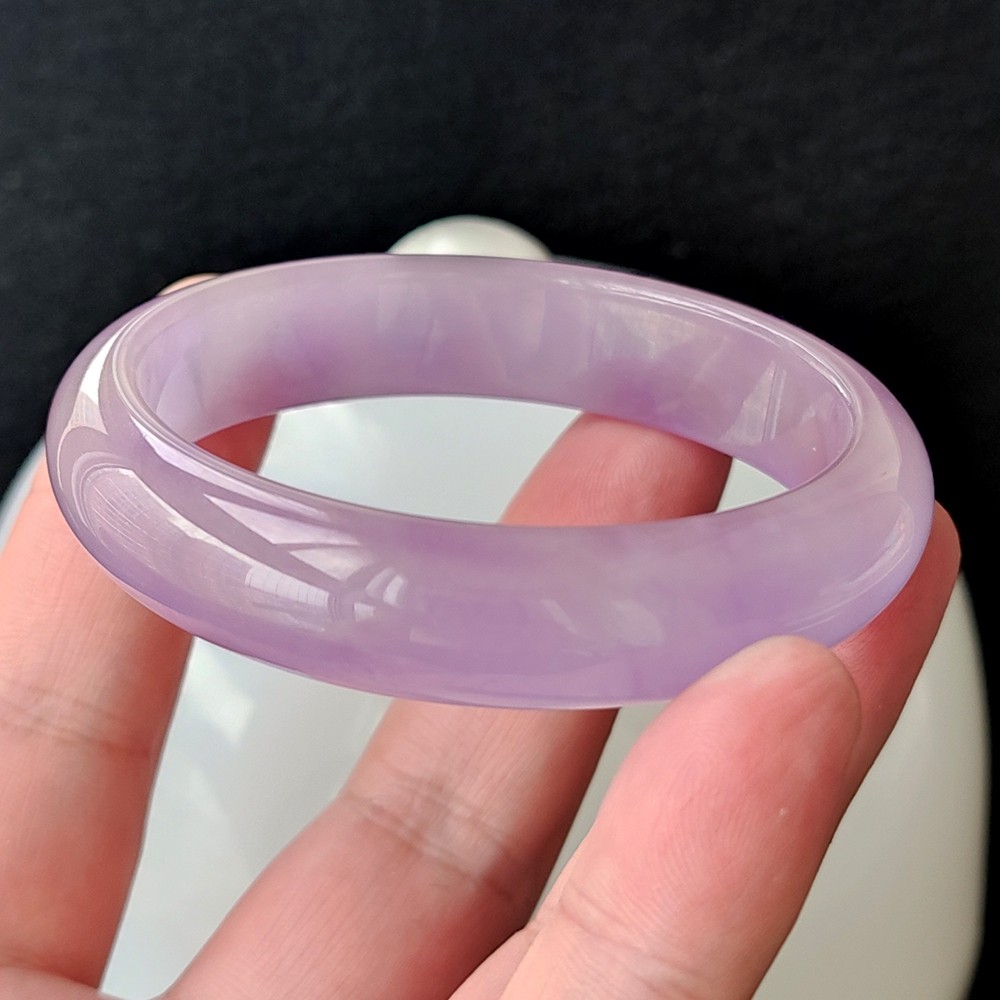 Certified Grade A 54-55mm Lavender Natural Burma Jade jadeite Bangle Bracelet