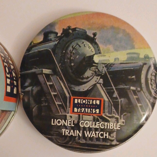 Collectible Lionel Train Watch Animated Sec & Sound Brown Leather Band Gold Case