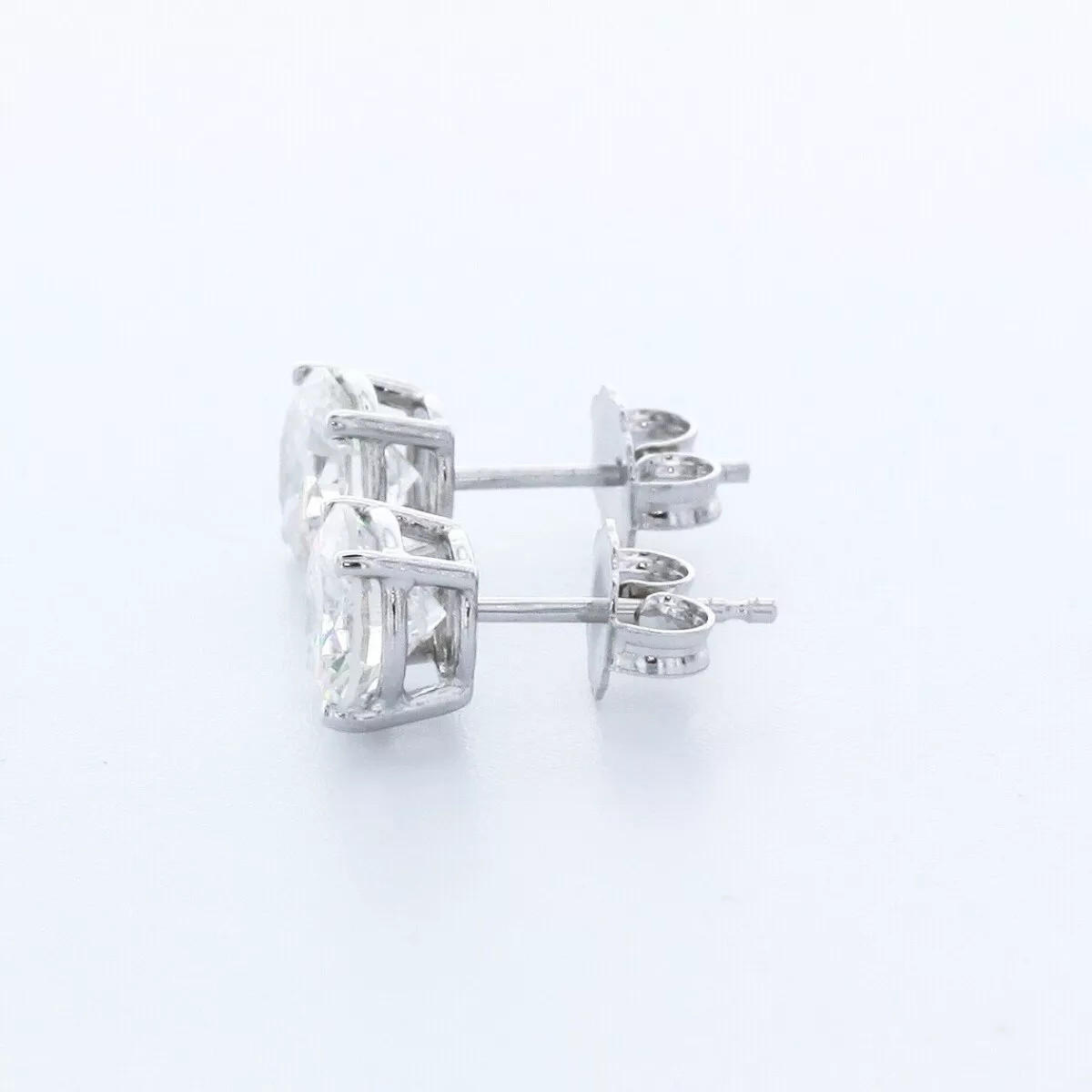 Stud Earrings Classic Solid 14K White Gold 2.55 CT Round Natural Diamond H SI2