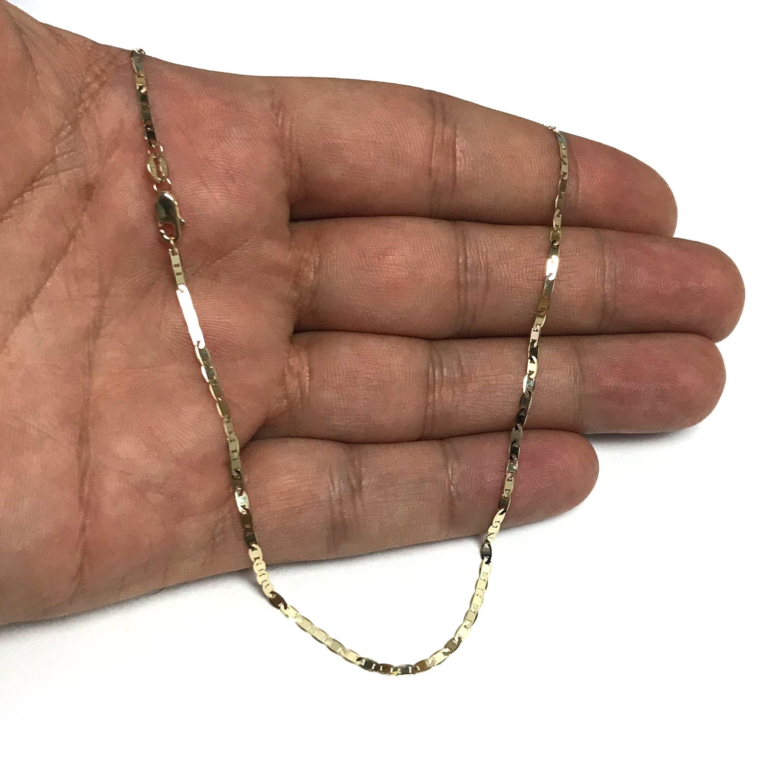 10k Yellow Real Gold Mariner Link Chain Necklace, 1.7mm, 20″