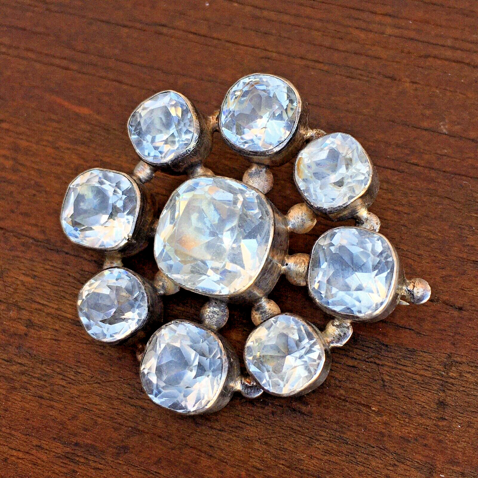 1830’s /40’s late Georgian, Early Victorian Cushion Cut Glass and silver Brooch