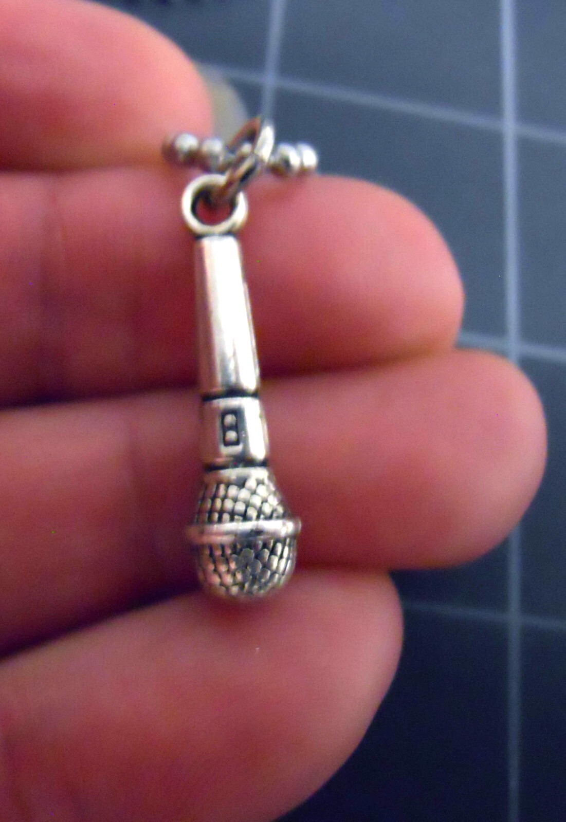 Necklace MICROPHONE Pendant Stainless Ball Chain New Small Mic Charm Singer
