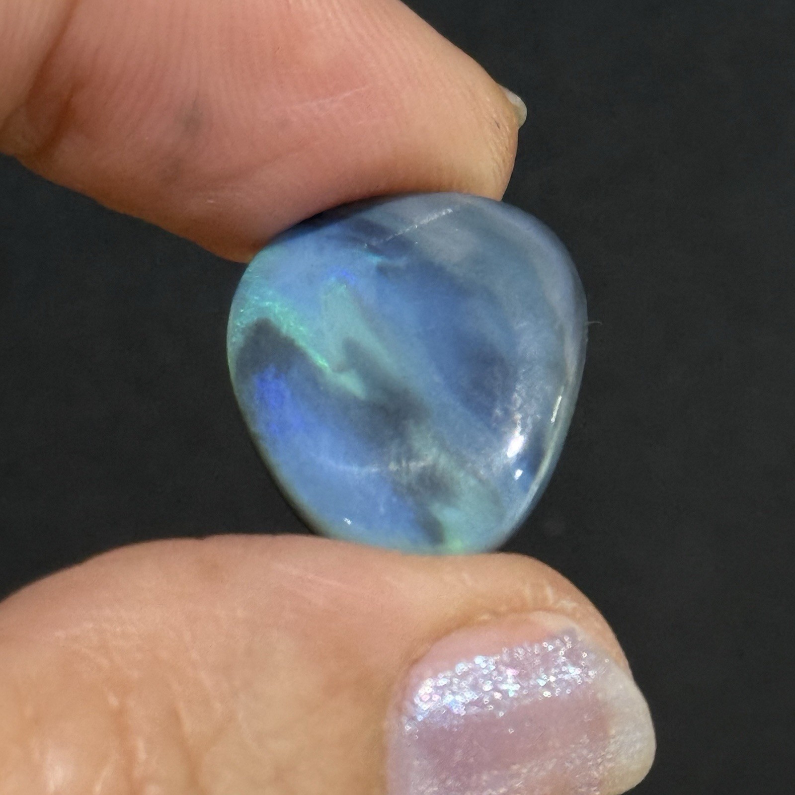 9.05ct 18.8×16.7×3.9mm Solid Picture Australian Black Opal Cabochon Loose Gem
