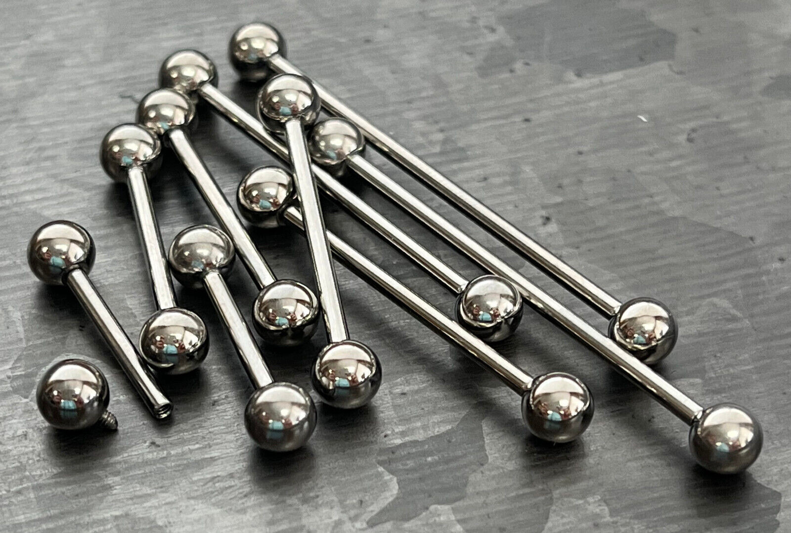 PAIR Internally Threaded Solid Titanium Barbells Tongue, Tragus, Nipple Rings