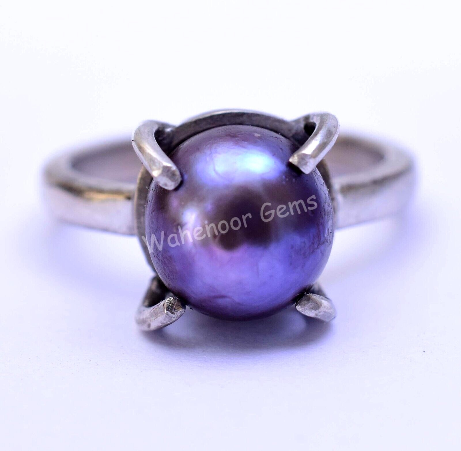 Natural Tahitian Gray Blue South Pearl 925Sterling Silver Ring Wedding Certified
