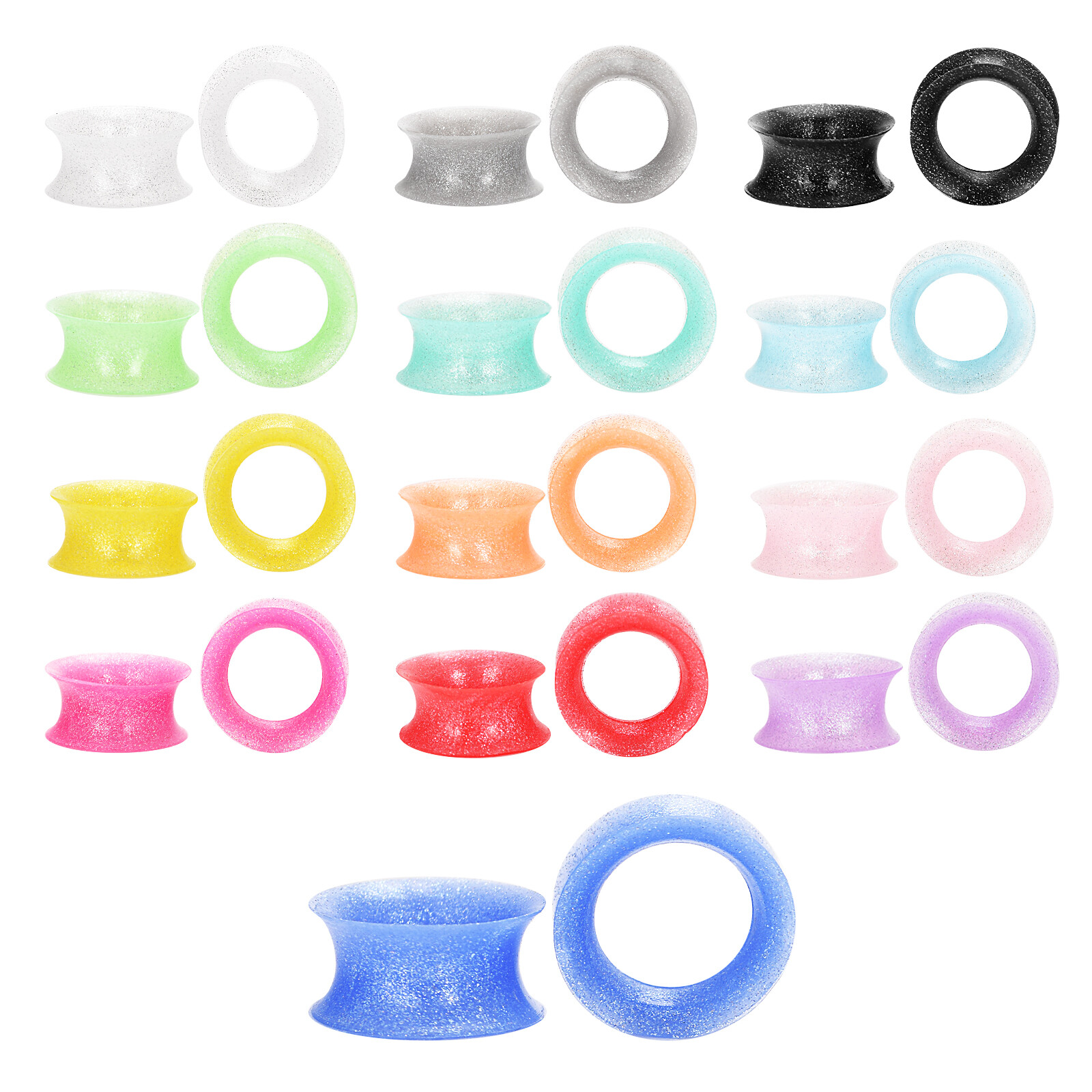 PAIR-ULTRA THIN EAR SKINS TUNNELS-Pearl Powder Silicone Ear Gauge-Soft Ear plugs