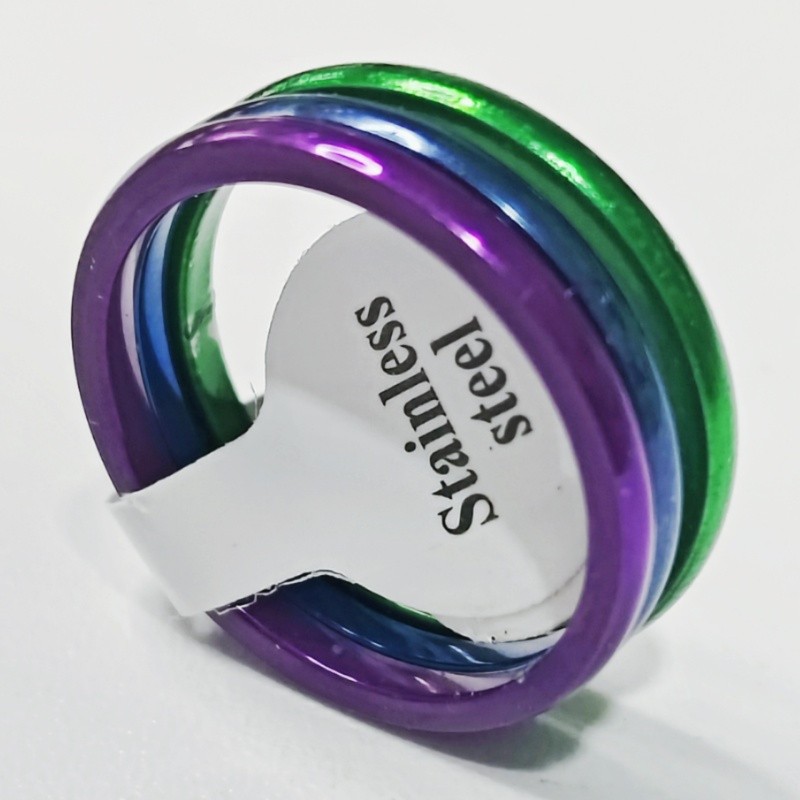 36Pcs 2mm Stainless Steel Stackable Rings Green Blue Purple Glossy Women Jewelry