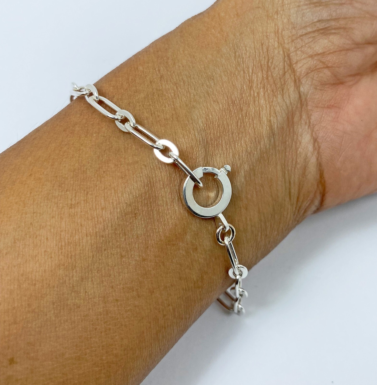 Flat Figaro Link Chain Bracelet, Handmade Unisex Bracelet, Holiday Jewelry Gifts