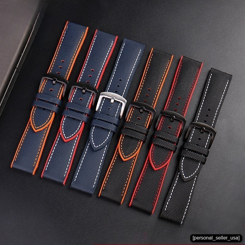 Nylon Rubber Watch Band 19mm 20mm 21mm 22mm 23m 24mm | Multi-Color Sport Strap