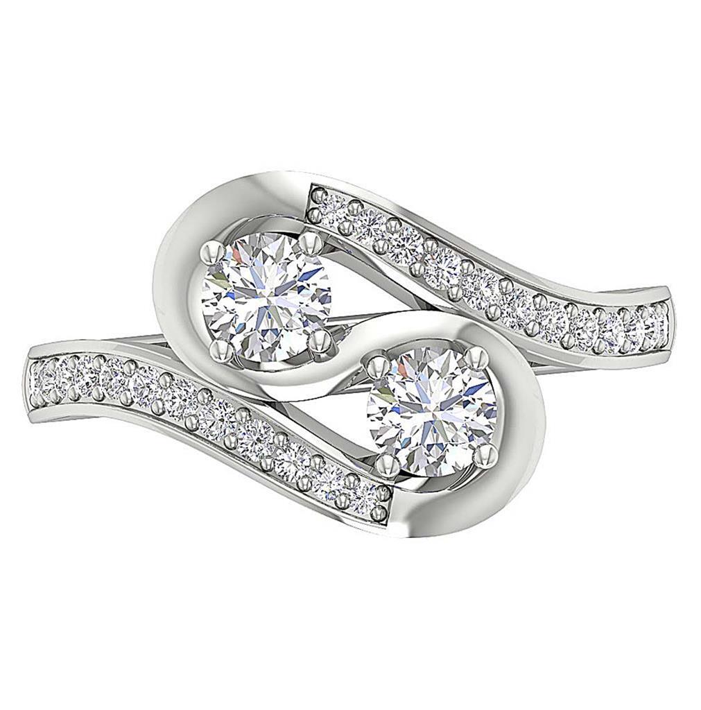 Lab Grown Diamond 14K Gold Forever Us Two Stone Ring VS F 1.00 Ct Prong Setting