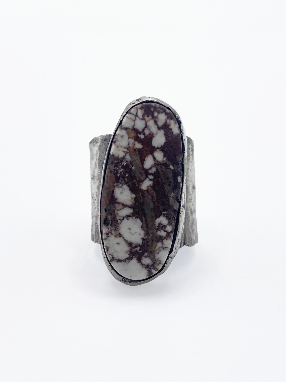 Wild Horse Jasper Sterling Silver Statement Ring Size 5 Brown White Artisan