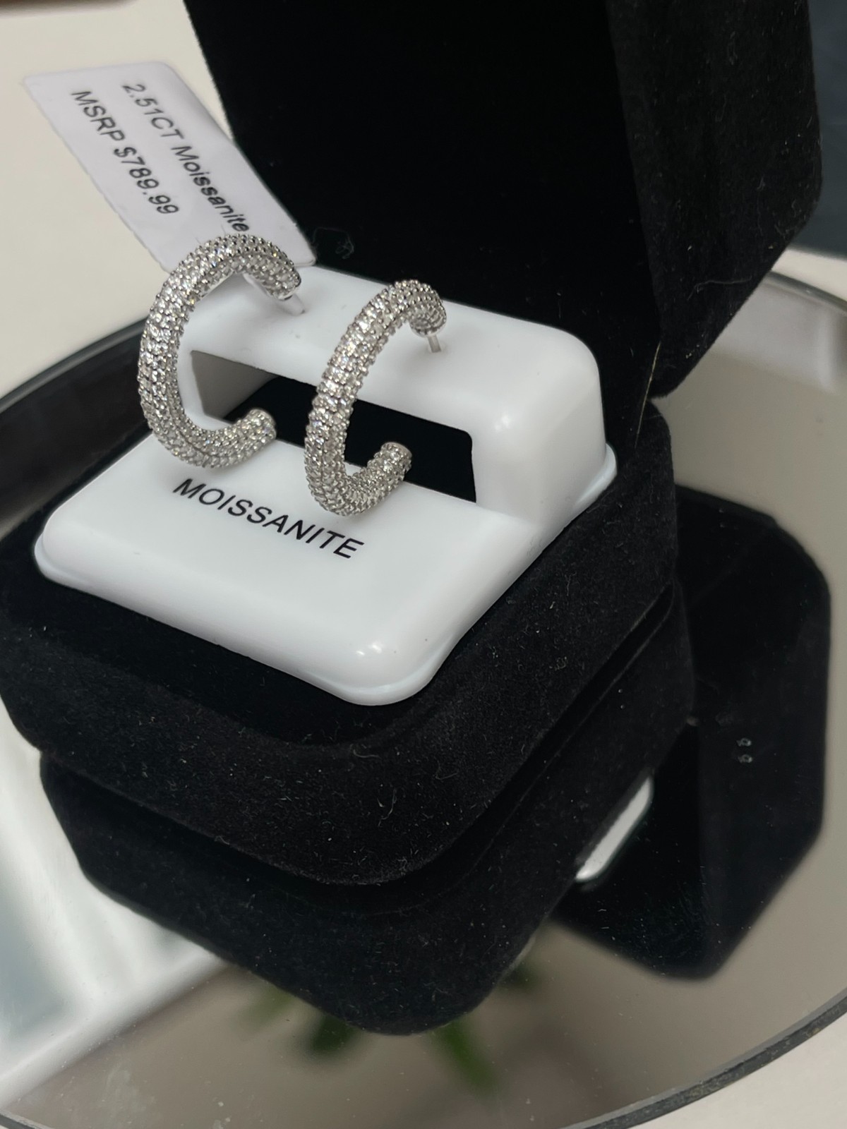 2.51CT Moissanite Hoop Earrings 925 Sterling Silver Pave Set